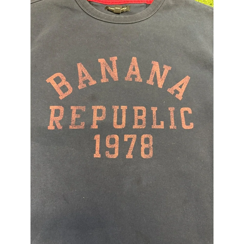 Banana Republic 1978 Graphic Crewneck‎ Sweatshirt Mens XL Navy Blue Pullover